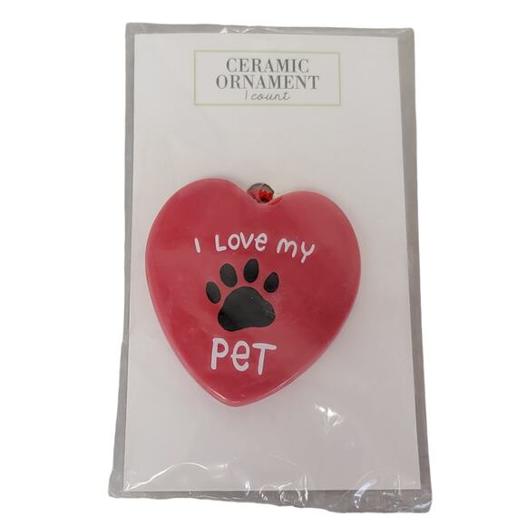 I Love My Pet Christmas Ornament Red Heart Holiday Decor Tree‎ Decoration NEW - Picture 1 of 3